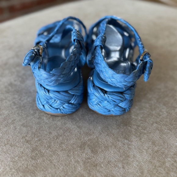 Marc Fisher Genie Platform Sandals Blue Braided Straps Wedge Heel - Picture 6 of 9